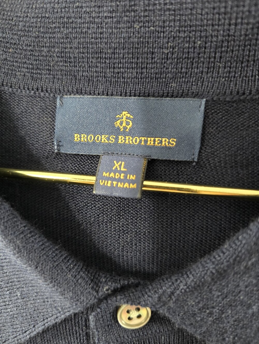 Brooks Brothers Merino Wool Long Sleeve Polo Collar Henley Sweater Navy Blue XL - Picture 5 of 9